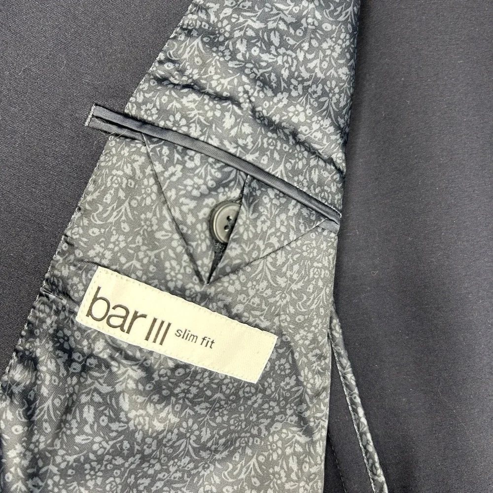 Bar III Sport Coat Mens 40L Navy Blue Slim Fit Knit Stretch Two-Button MSRP $295 - Picture 11 of 16